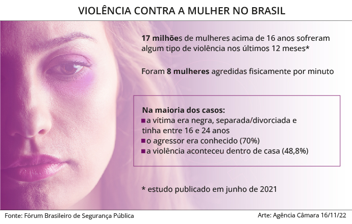 Dados da violência contra a mulher no Brasil. (Fonte: Fórum Brasileiro de Segurança Públia)